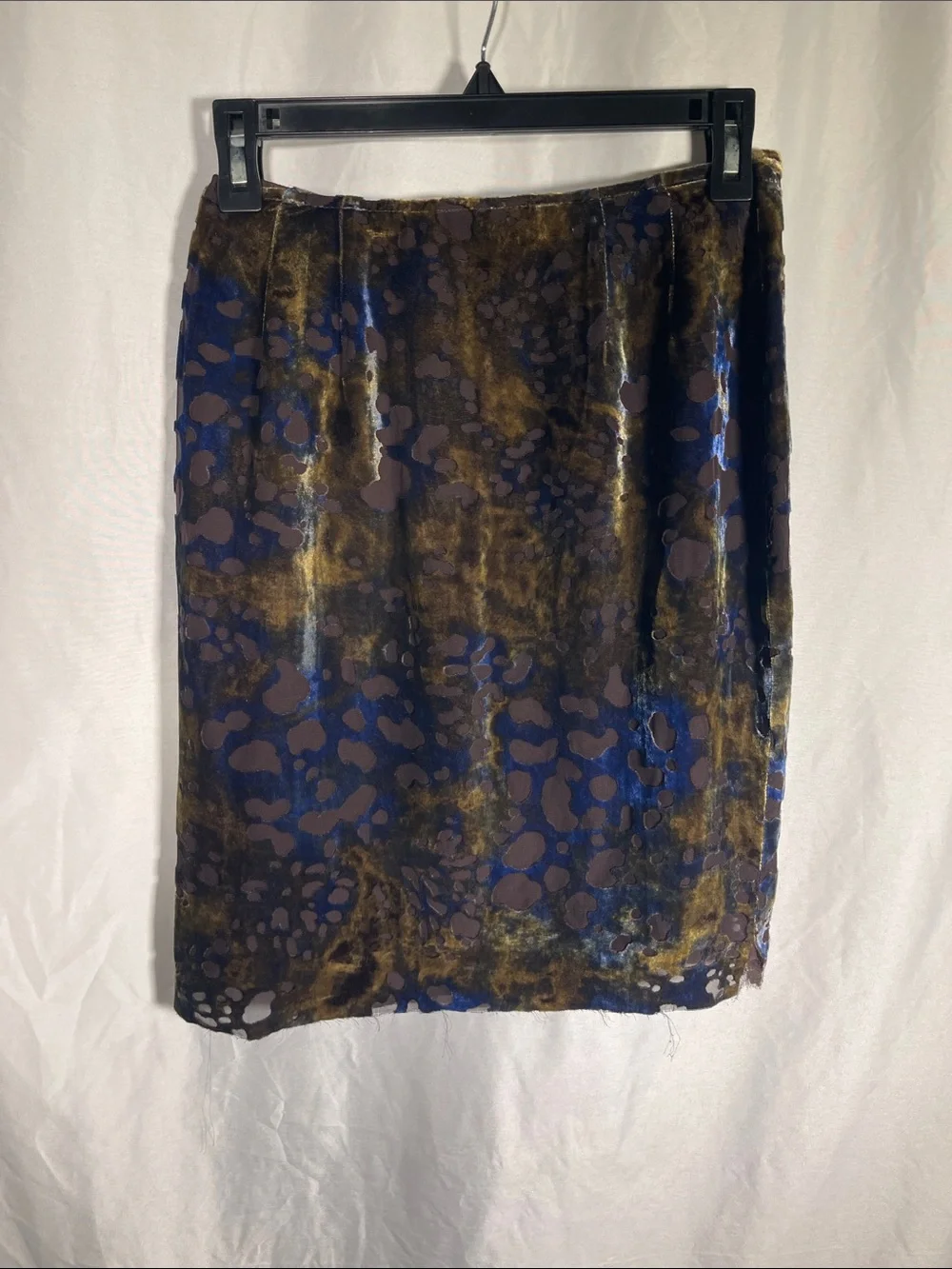 JENNI KAYNE WOMENS SILK BROWN BLUE VELVET MINI SKIRT 0_5